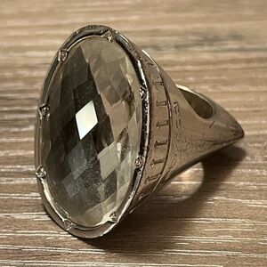 Rebecca of Italy Tropezienne Oval Stone Crystal and Silver Ring